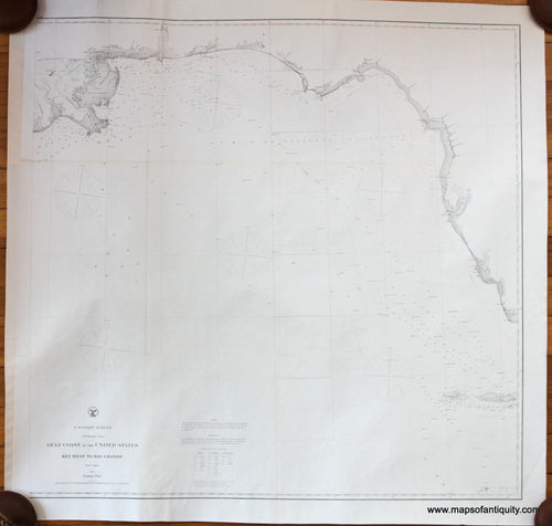 Genuine-Antique-Survey-Chart-Gulf-Coast-of-the-United-States-Key-West-to-Rio-Grande-Eastern-Part-Coastal-Report-Charts-Florida-Louisiana--1863-US-Coast-Survey-Maps-Of-Antiquity-1800s-19th-century