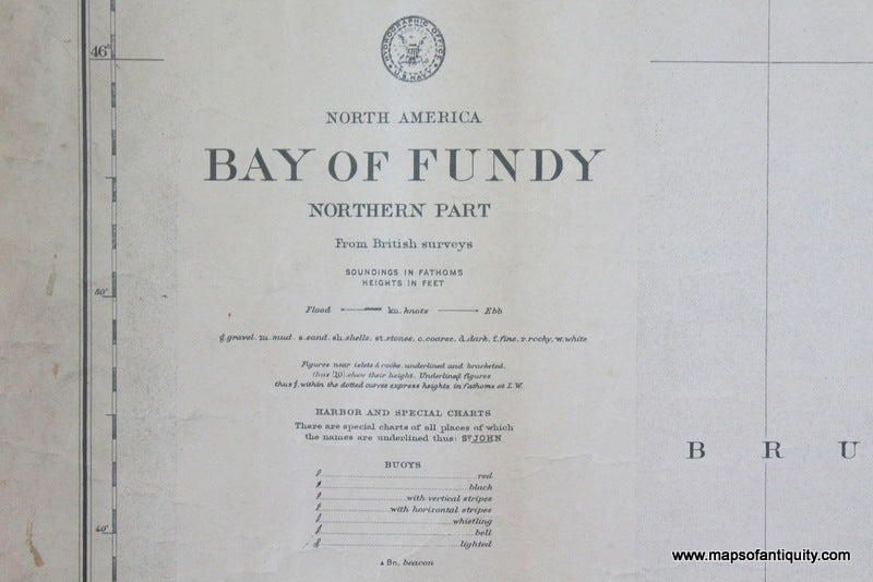 Genuine-Antique-Nautical-Chart-Bay of Fundy-1930--Maps-Of-Antiquity