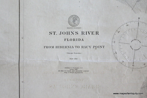 Genuine-Antique-Nautical-Chart-St-Johns-River-from-Hibernia-to-Racy-Point--1903-U-S-Coast-and-Geodetic-Survey-Maps-Of-Antiquity