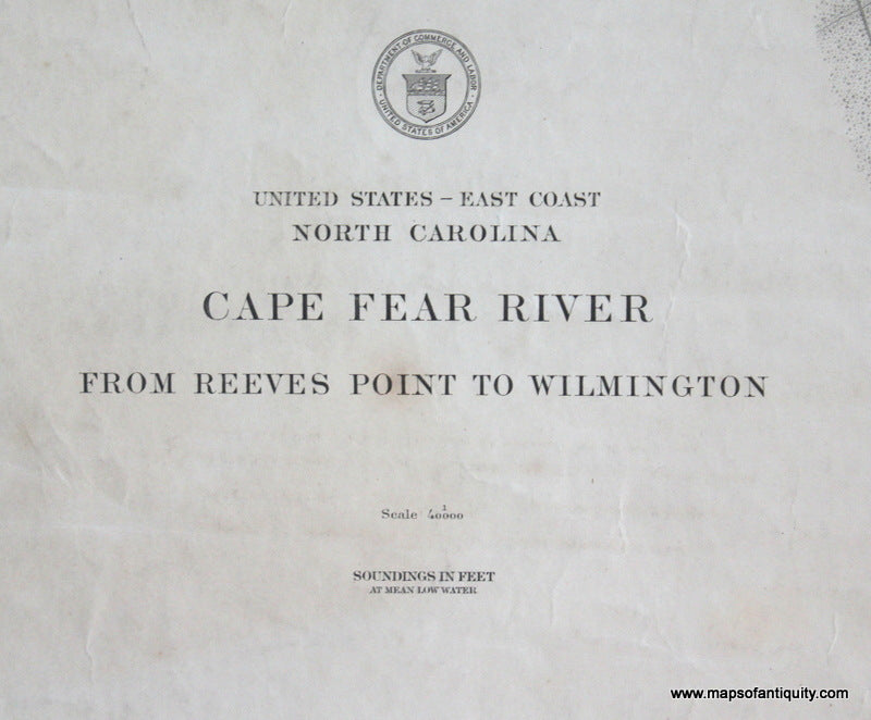 Genuine-Antique-Nautical-Chart-Cape-Fear-River-from-Reeves-Point-to-Wilmington--1911-U-S-Coast-and-Geodetic-Survey---Maps-Of-Antiquity
