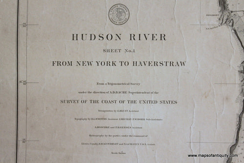 Genuine-Antique-Nautical-Chart-Hudson-River-from-New-York-to-Haverstraw--1879-U-S-Coast-Survey--Maps-Of-Antiquity