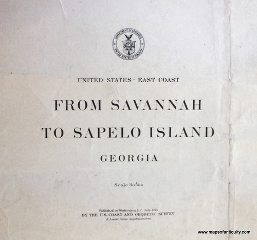 Genuine-Antique-Nautical-Chart-From-Savannah-to-Sapello-Island-1915-U-S-Coast-and-Geodetic-Survey---Maps-Of-Antiquity