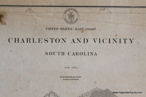 Genuine-Antique-Nautical-Chart-Charleston-and-Vicinity-1914-U-S-Coast-and-Geodetic-Survey---Maps-Of-Antiquity