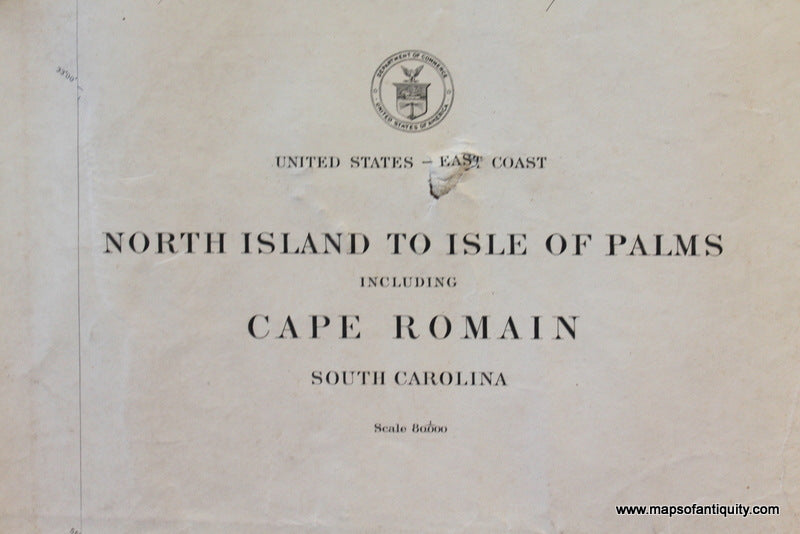 Genuine-Antique-Nautical-Chart-North-Island-to-Island-of-Palms-including-Cape-Romain--1914-U-S-Coast-and-Geodetic-Survey---Maps-Of-Antiquity