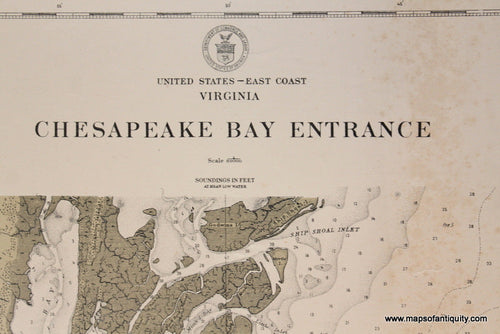 Genuine-Antique-Nautical-Chart-Chesapeake-Bay-Entrance-1911-U-S-Coast-and-Geodetic-Survey---Maps-Of-Antiquity