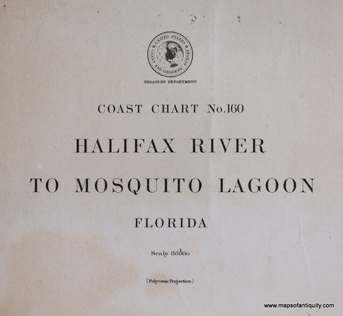 Genuine-Antique-Nautical-Chart-Halifax-River-to-Mosquito-Lagoon-1911-U-S-Coast-and-Geodetic-Survey--Maps-Of-Antiquity