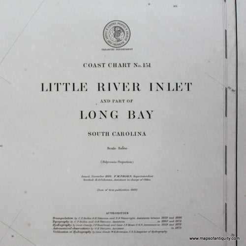 Genuine-Antique-Nautical-Chart-Little-River-Inlet-and-Part-of-Long-Bay-1916-U-S-Coast-and-Geodetic-Survey--Maps-Of-Antiquity