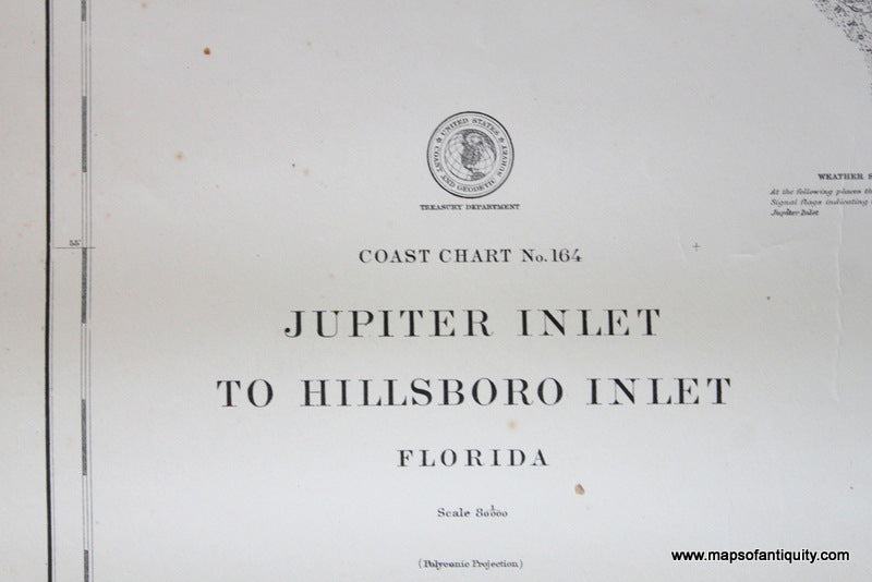Genuine-Antique-Nautical-Chart-Jupiter-Inlet-to-Hillsboro-Inlet-1911-U-S-Coast-and-Geodetic-Survey--Maps-Of-Antiquity