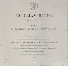 Load image into Gallery viewer, Genuine-Antique-Nautical-Chart-Potomac-River-Sheet-1--From-Entrance-to-Piney-Point-1883-U-S-Coast-Survey--Maps-Of-Antiquity
