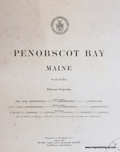 Genuine-Antique-Nautical-Chart-Penobscott-Bay--1911-U-S-Coast-and-Geodetic-Survey--Maps-Of-Antiquity