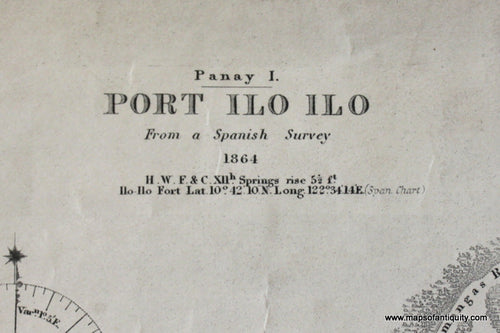 Genuine-Antique-Nautical-Chart-Port-Ilo-Ilo--1864-J-&-C-Walker--Maps-Of-Antiquity