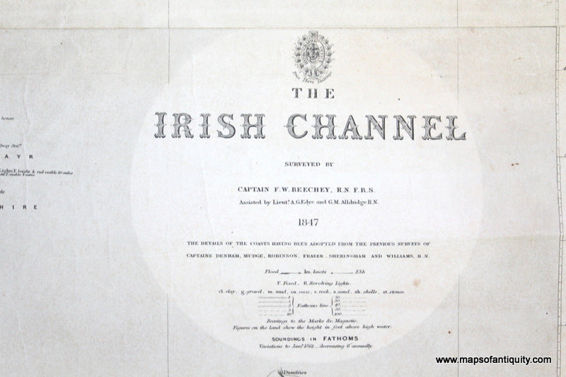 Genuine-Antique-Nautical-Chart-The-Irish-Channel--1847-J-&-C-Walker--Maps-Of-Antiquity