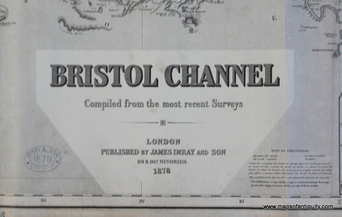 Genuine-Antique-Nautical-Chart-Bristol-Channel--1878-James-Imray-&-Son--Maps-Of-Antiquity