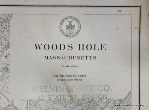 Genuine-Antique-Nautical-Chart-Woods-Hole--1917-U-S-Coast-and-Geodetic-Survey--Maps-Of-Antiquity