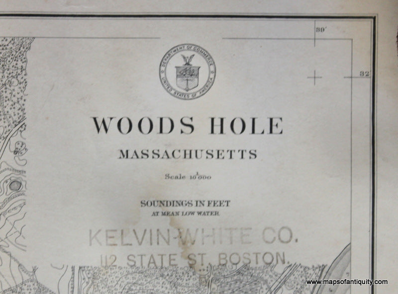 Genuine-Antique-Nautical-Chart-Woods-Hole--1917-U-S-Coast-and-Geodetic-Survey--Maps-Of-Antiquity