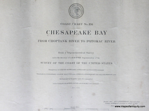 Genuine-Antique-Nautical-Chart-Chesapeake-Bay--1877-U-S-Coast-and-Geodetic-Survey--Maps-Of-Antiquity