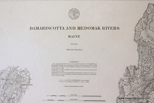 Genuine-Antique-Nautical-Chart-Damariscotta-and-Medomak-Rivers-1878-U-S-Coast-Survey--Maps-Of-Antiquity