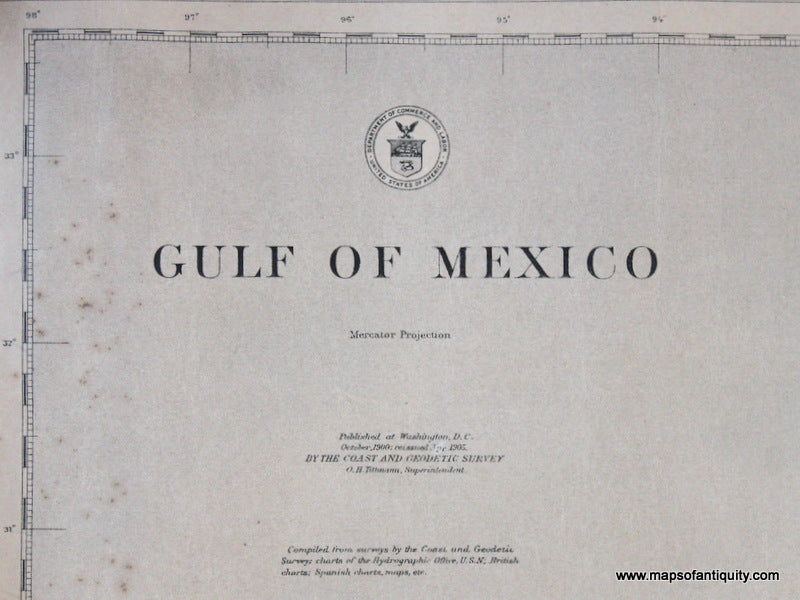 Genuine-Antique-Nautical-Chart-Gulf-of-Mexico--1905-U-S-Coast-and-Geodetic-Survey--Maps-Of-Antiquity