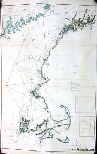 Antique-Nautical-Chart-Northeast-Coast-United-States-Coast-Survey-Sketch-A-Shewing-the-progress-of-the-Survey-in-Section-No.-1-From-1844-to-1860-******-United-States-New-England-1860-U.S.-Coast-ASurvey-Maps-Of-Antiquity