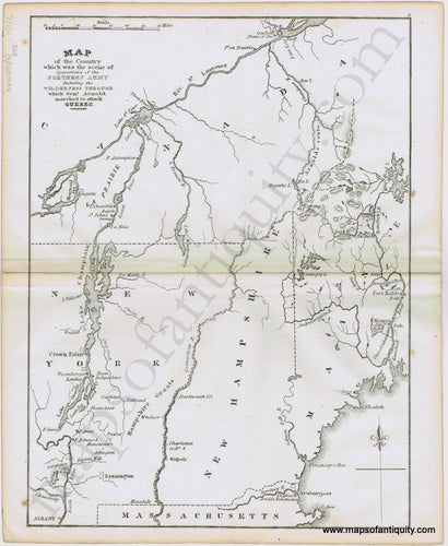 Antique-Map-Country-operations-Northern-Army-General-Arnold-Quebec-Life-Washington-Marshall-1846-Revolutionary-War-1840s-1800s-19th-century