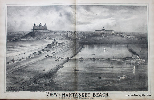 Black-and-White-Antique-Map-View-of-Nantasket-Beach-United-States-Massachusetts-1879-Walker-Maps-Of-Antiquity