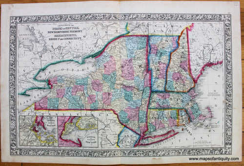 Antique-Map-County-Map-of-the-States-of-New-York-New-Hampshire-Vermont-Massachusetts-Rhode-Island-and-Connecticut.