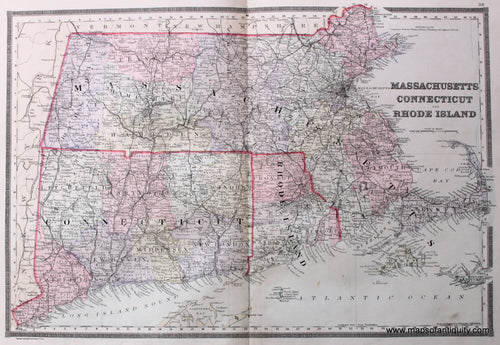 Antique-Hand-Colored-Map-Massachusetts-Connecticut-and-Rhode-Island-New-England-Massachusetts-Connecticut-Rhode-Island-1887-Bradley-Maps-Of-Antiquity