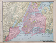 Load image into Gallery viewer, Antique-Printed-Color-Map-Manhattan-Brooklyn-Greater-New-York-North-America-Northeast-General-New-England-1903-Cram-Maps-Of-Antiquity
