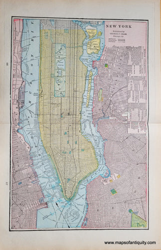 Antique-Printed-Color-Map-Manhattan-Brooklyn-Greater-New-York-North-America-Northeast-General-New-England-1903-Cram-Maps-Of-Antiquity