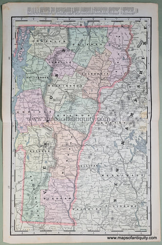 Antique-Printed-Color-Map-Vermont-verso:-Map-of-the-White-Mountains-(New-Hampshire)-and-Map-of-The-Adirondack-Mts.-and-Map-of-the-City-of-Lowell-Massachusetts-and-Map-of-The-City-of-Lynn-Massachusetts-United-States-Northeast-1900-Cram-Maps-Of-Antiquity