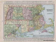 Load image into Gallery viewer, Antique-Printed-Color-Map-Massachusetts-and-Rhode-Island-Verso:-Connecticut-Rand-McNally-New-England-Massachusetts-Rhode-Island-Connecticut-1800s-19th-century-Maps-of-Antiquity
