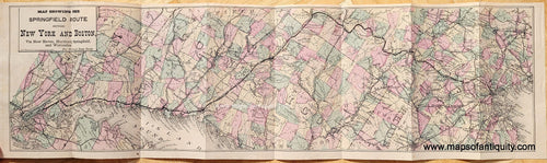 Genuine-Antique-Railroad-Booklet-and-Map-Map-showing-the-Springfield-Route-between-New-York-and-Boston-via-New-Haven-Hartford-Springfield-and-Worcester.-1867-Walling-/-Taintor-Brothers-Maps-Of-Antiquity