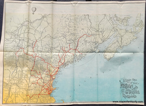 Genuine-Antique-Book-with-Map-Tourist-Map-of-the-Boston-and-Maine-Railroad-1890-Boston-&-Maine-Railroad-Maps-Of-Antiquity