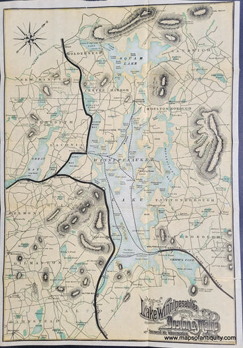 Genuine-Antique-Map-Map-of-Lake-Winnipesaukee-and-Vicinity-reached-by-Boston---Maine-and-Steamer-Mt-Washington--1902-Rand-Avery-Supply-Boston-Maine-Railroad-Maps-Of-Antiquity