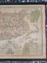 Load image into Gallery viewer, Genuine-Antique-Wall-Map-Map-of-Massachusetts-Rhode-Island-Connecticut-compiled-from-the-Latest-Authorities-1852-Ensign-Thayer-Maps-Of-Antiquity

