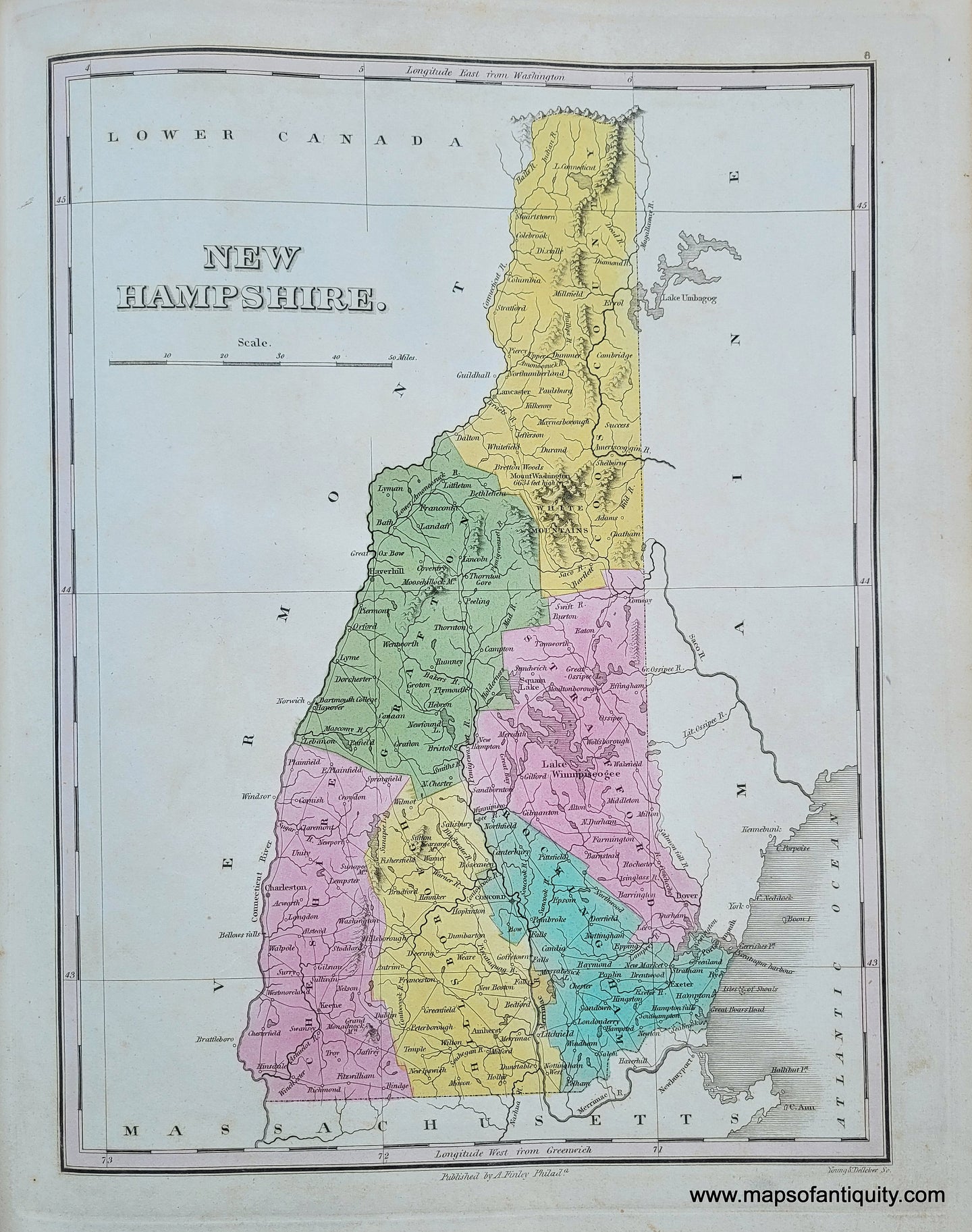 Antique-Map-New-Hampshire-1824-Finley-1820s-1800s-19th-century-maps-of-antiquity