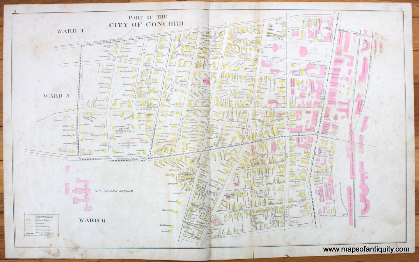Antique-Map-Part-of-the-City-of-Concord-Ward-4-Ward-5-and-Ward-6--(NH)-New-Hampshire--1892-Hurd-Maps-Of-Antiquity