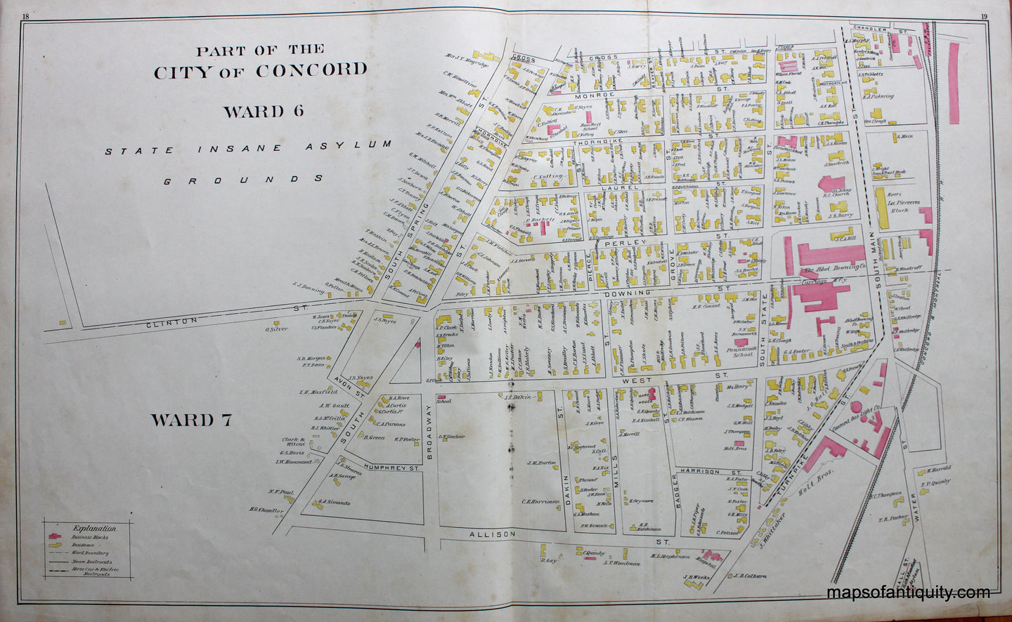 Antique-Map-Part-of-the-City-of-Concord-Ward-6-and-Ward-7-including-State-Insane-Asylum-Grounds-(NH)-New-Hampshire--1892-Hurd-Maps-Of-Antiquity