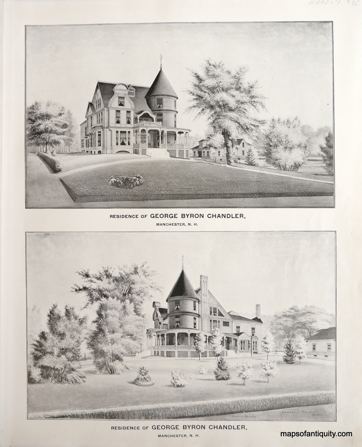 Antique-Illustration-Residence-of-George-Byron-Chandler-Manchester-N.H.-New-Hampshire--1892-Hurd-Maps-Of-Antiquity