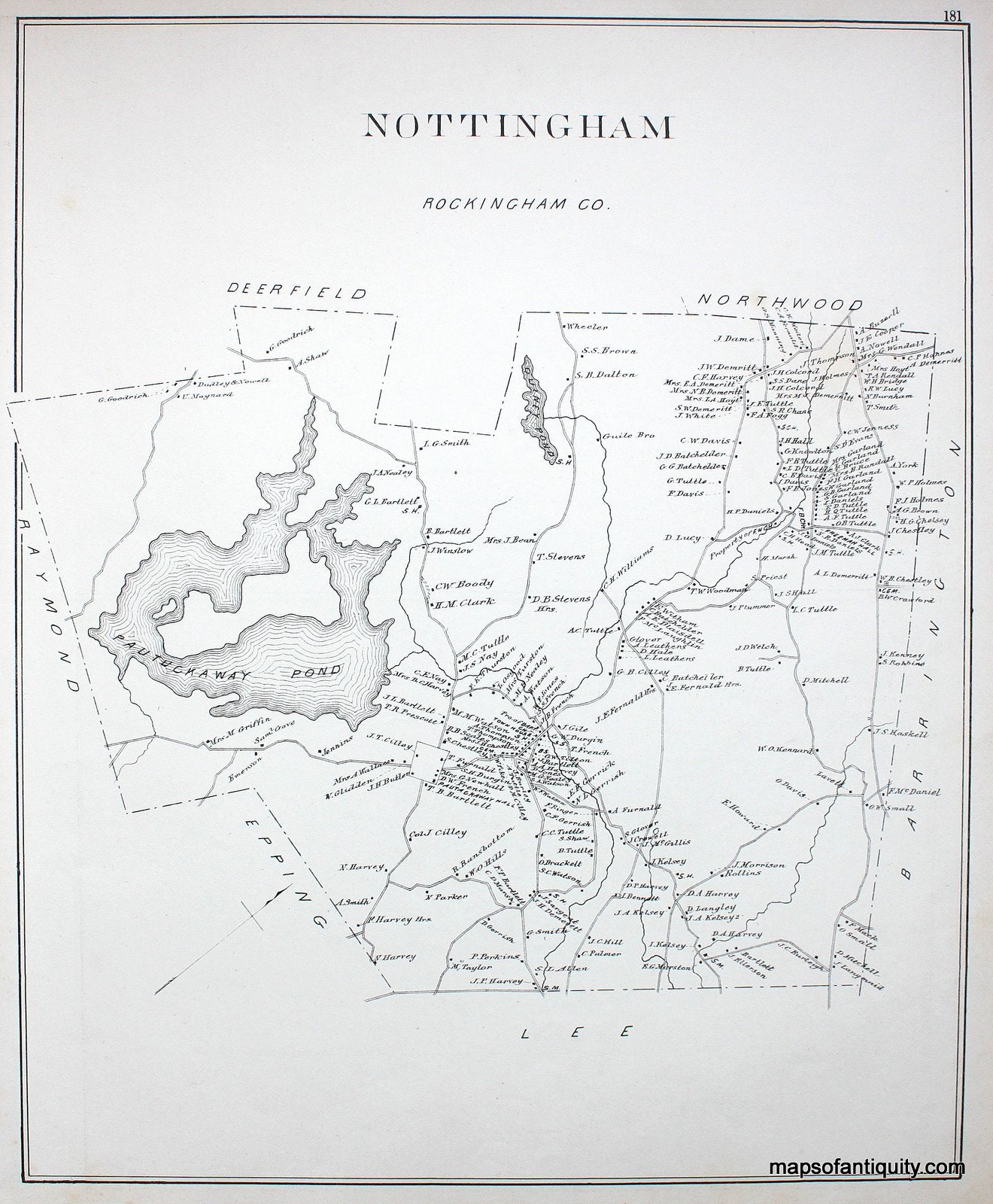 Antique-Map-Nottingham-(NH)-New-Hampshire--1892-Hurd-Maps-Of-Antiquity