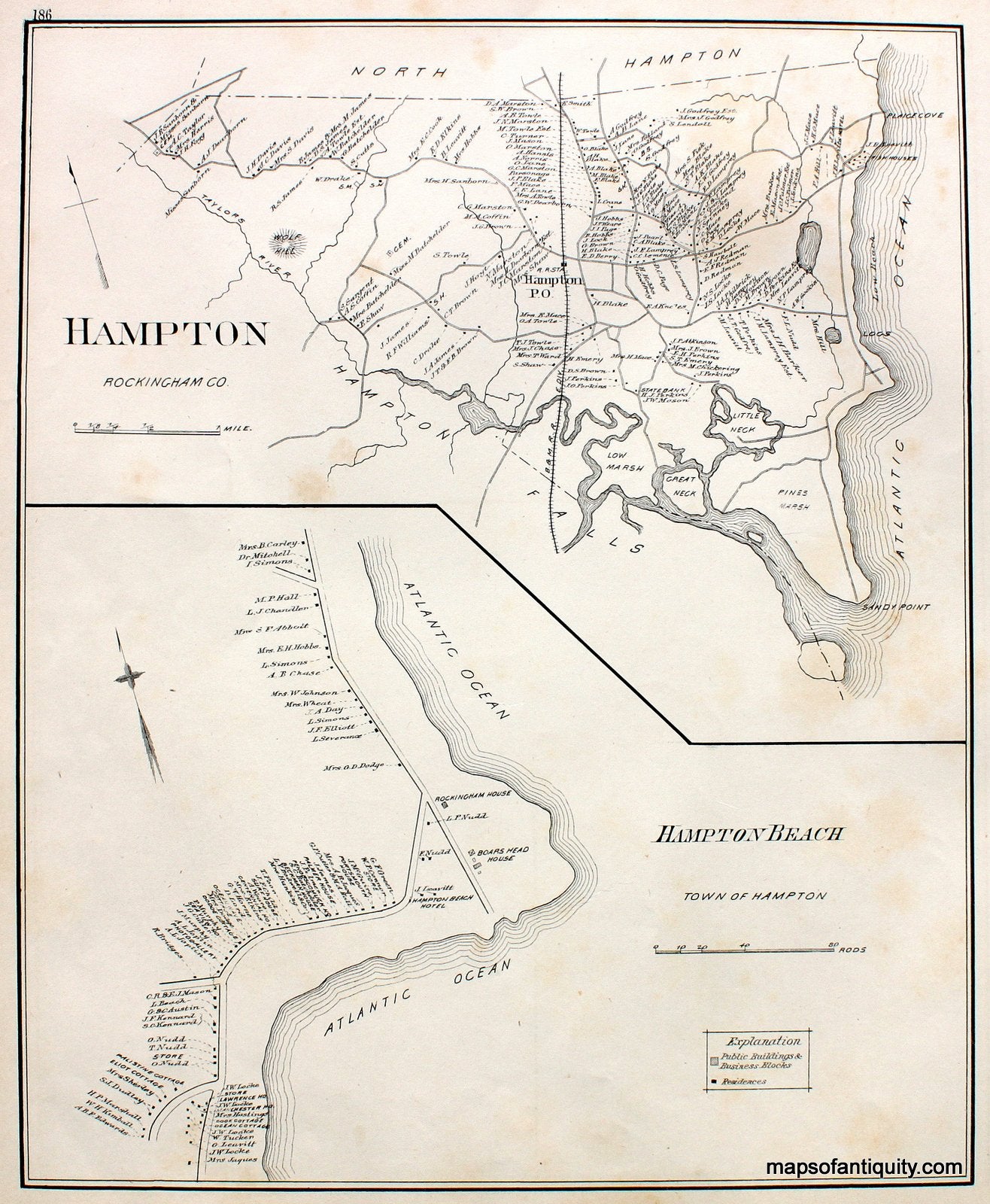 Antique-Map-Hampton-Hampton-Beach-(NH)-New-Hampshire--1892-Hurd-Maps-Of-Antiquity