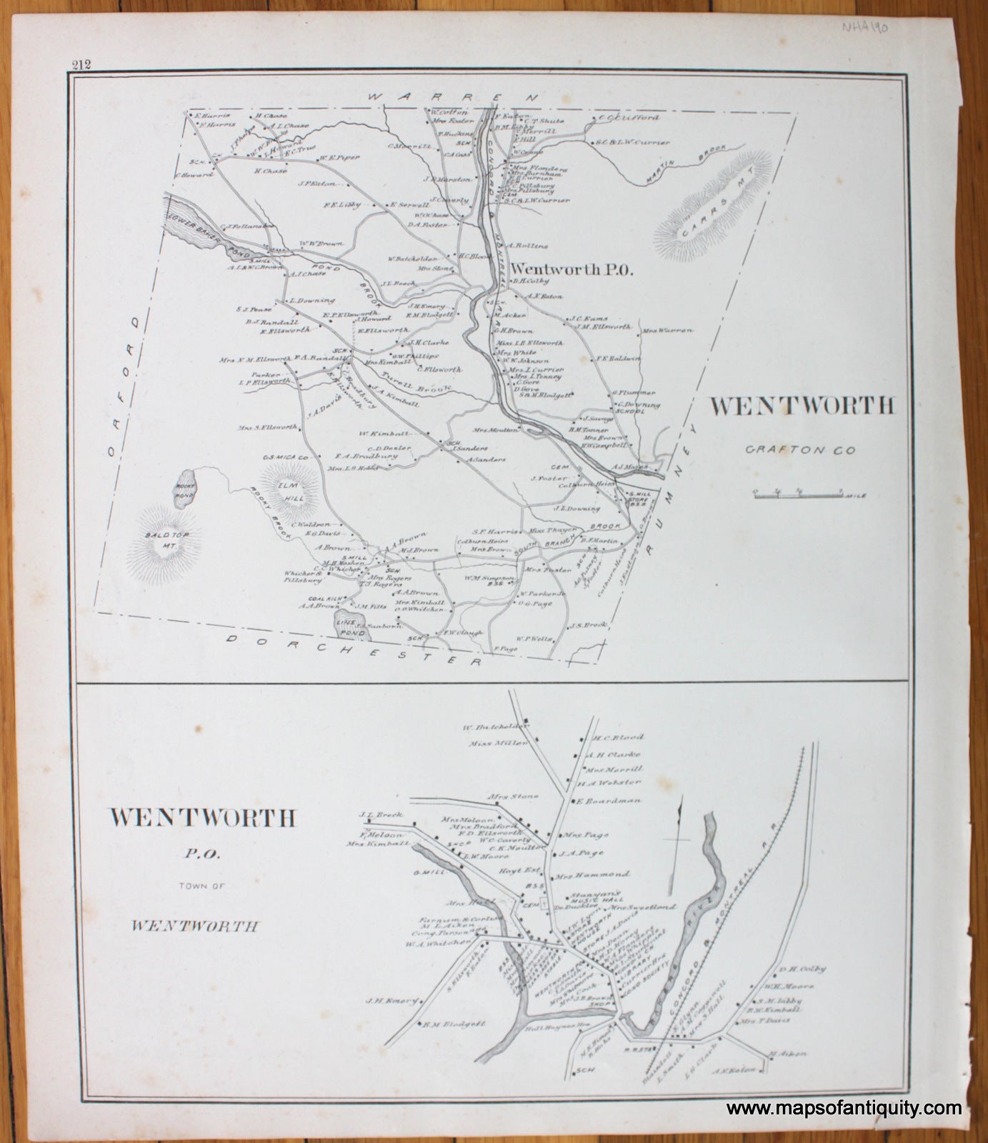 Antique-Map-Wentworth--(NH)-New-Hampshire--1892-Hurd-Maps-Of-Antiquity