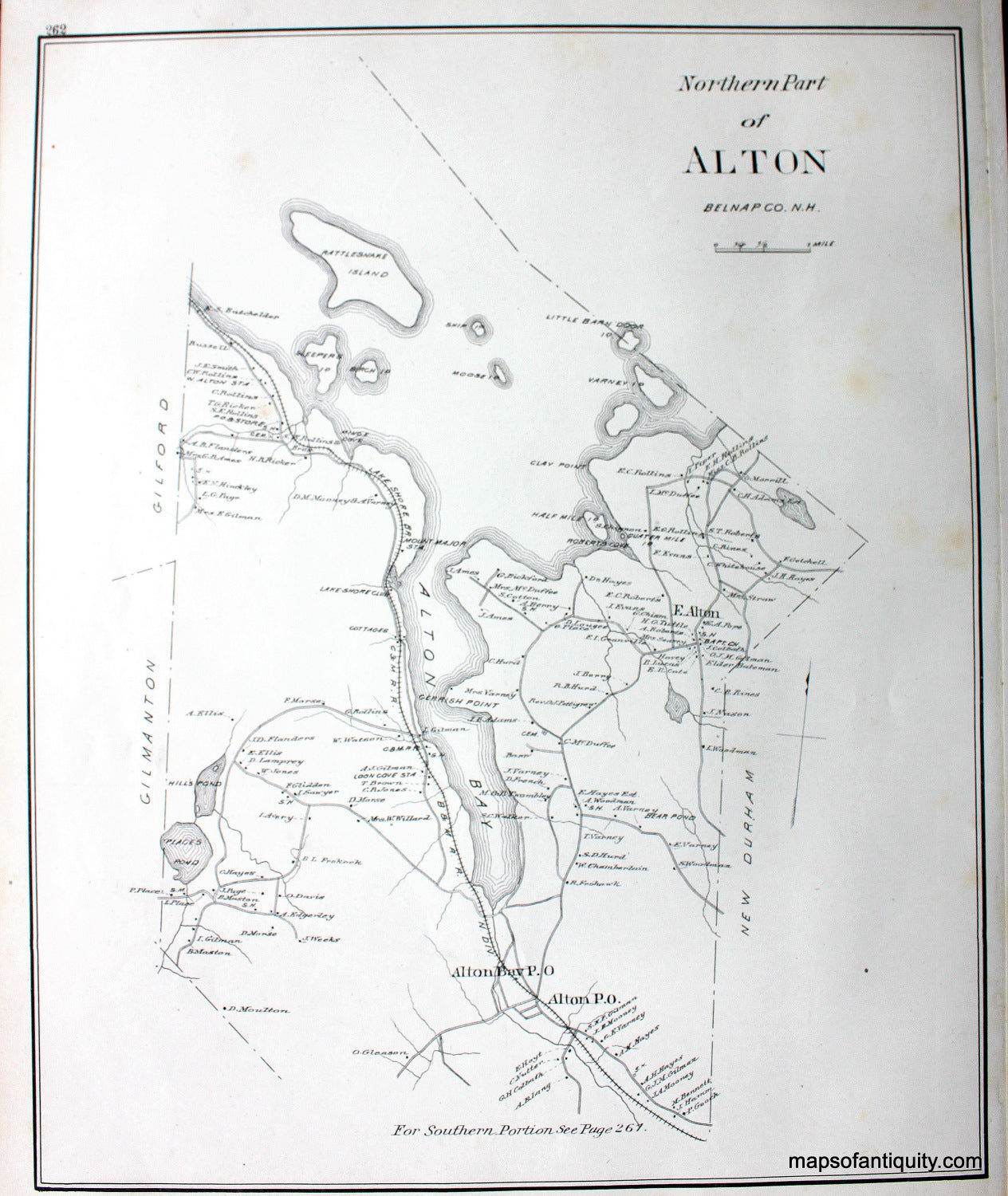 Antique-Map-Northern-Part-of-Alton-(NH)-New-Hampshire--1892-Hurd-Maps-Of-Antiquity