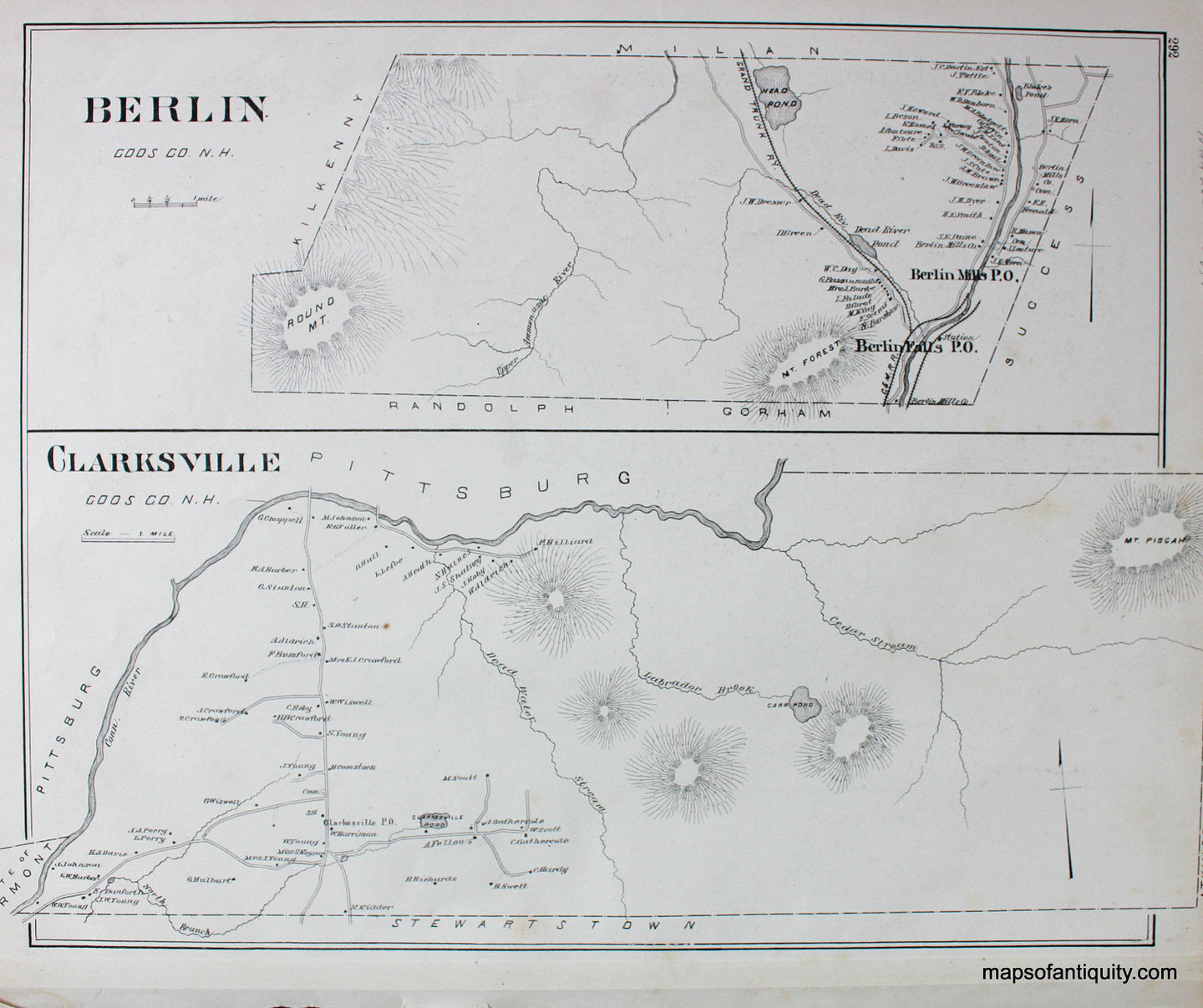 Antique-Map-Berlin-Clarksville-(NH)-New-Hampshire--1892-Hurd-Maps-Of-Antiquity