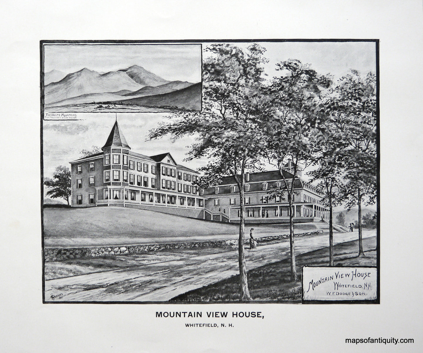 Antique-Illustration-Mountain-View-House-Whitefield-N.H.-New-Hampshire--1892-Hurd-Maps-Of-Antiquity