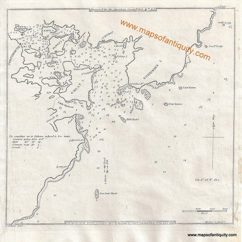 Antique-Black-and-White-Coast-Chart-Mouth-of-the-Piscataqua-United-States-New-Hampshire-1827-Blunt-Maps-Of-Antiquity