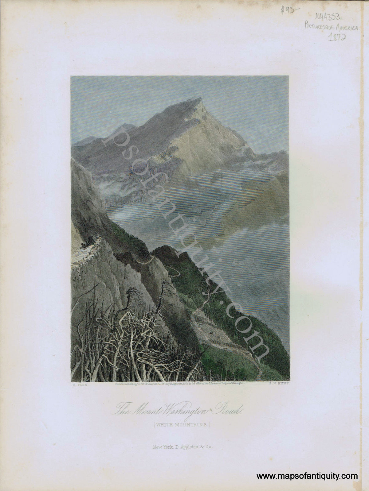 Antique-Print-Mount-Washington-White-Mountains-new-Hampshire-1872
