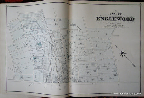 Antique-Hand-Colored-Map-Part-of-Englewood-Township-(Detailed)-(NJ)-New-Jersey--1876-Walker-and-Pease-Maps-Of-Antiquity
