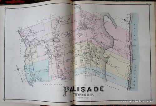 Antique-Hand-Colored-Map-Palisade-Township-(NJ)-New-Jersey--1876-Walker-and-Pease-Maps-Of-Antiquity