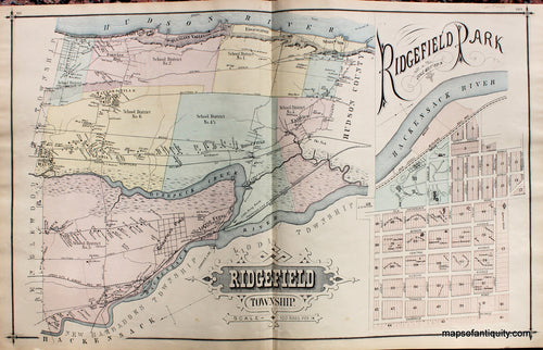 Antique-Hand-Colored-Map-Ridgefield-Township-Ridgefield-Park-(NJ)-New-Jersey--1876-Walker-and-Pease-Maps-Of-Antiquity